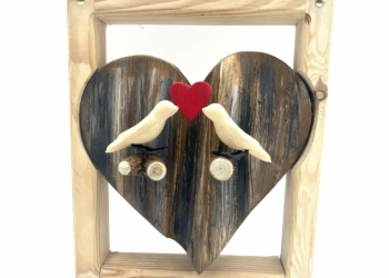CADRE COEUR/COUPLE OISEAUX