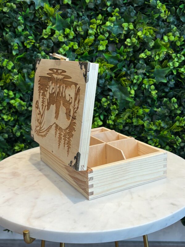 Boîte à thé vernie personnalisable en bois multi fonctions – Image 15