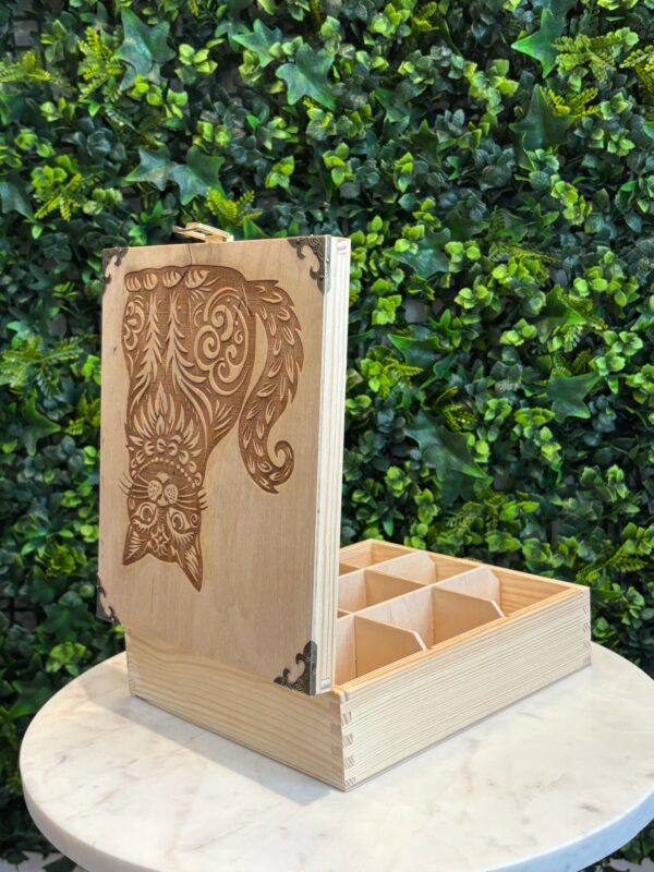 Boîte à thé vernie personnalisable en bois multi fonctions – Image 20
