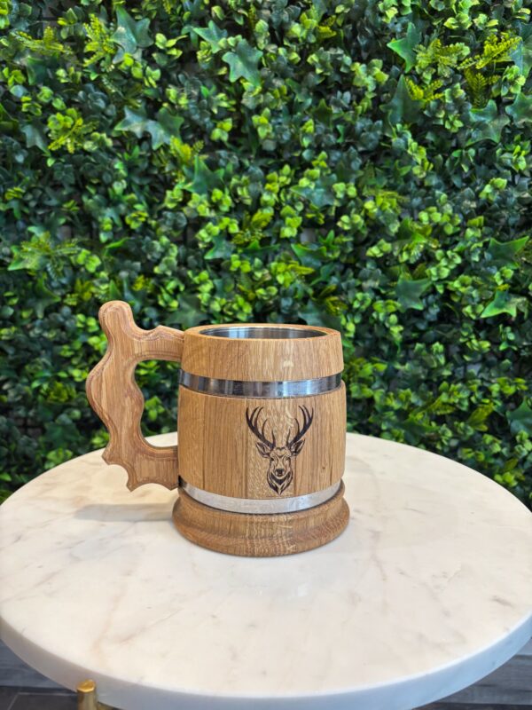 Chope personnalisable en chêne - demi-litre gravée laser
