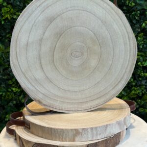 Plateau en bois avec poignées cuir – Gravure artisanale