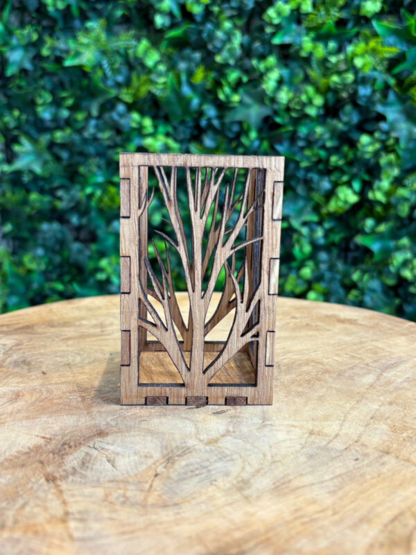 Porte-crayon / Photophore bougie en chêne – 4 motifs – Image 5