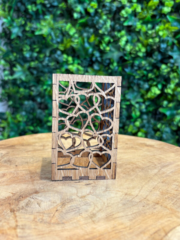Porte-crayon / Photophore bougie en chêne – 4 motifs – Image 6