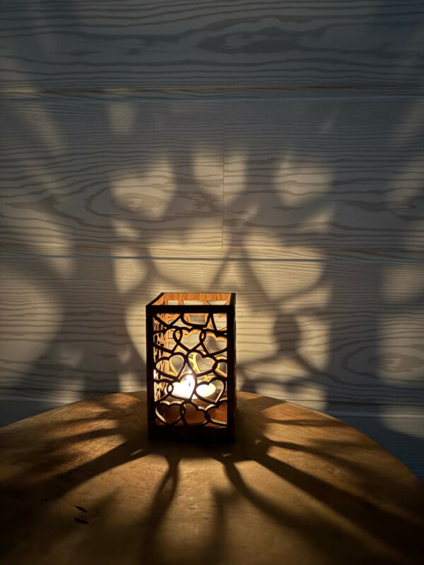 Porte-crayon / Photophore bougie en chêne – 4 motifs – Image 9