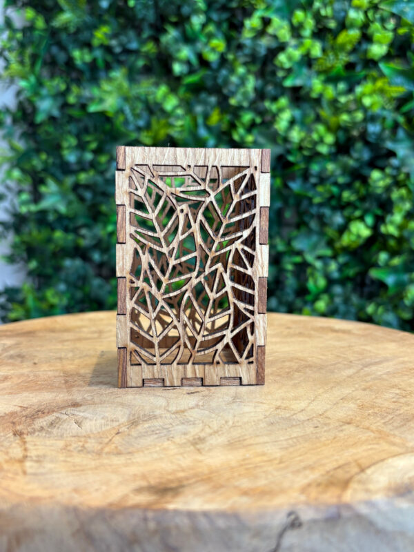 Porte-crayon / Photophore bougie en chêne – 4 motifs – Image 7